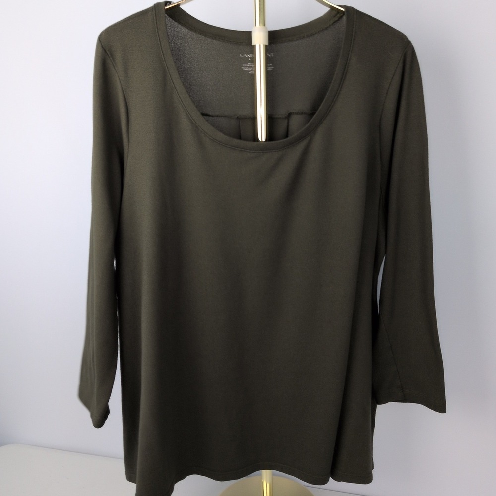 Lane Bryant Women 14/16 French Terry Olive Green Long Sleeve Stretch Tunic Top